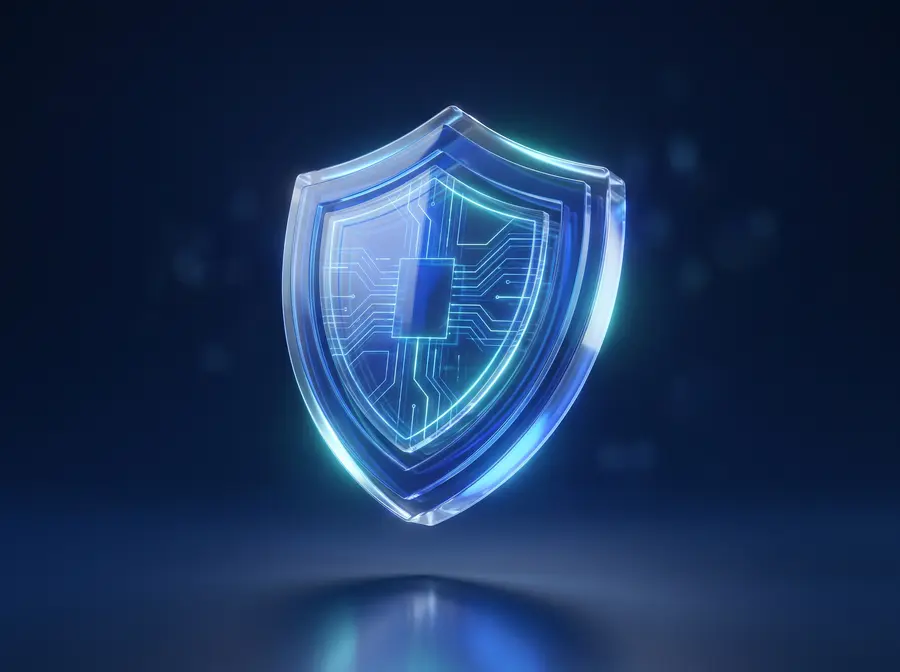 Abstract glass shield representing TCC Connect Inc.'s zero-trust security model
